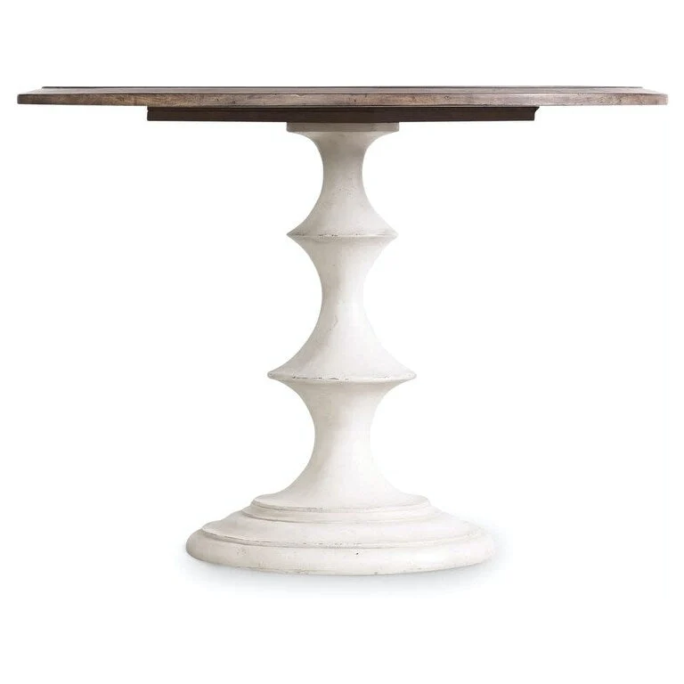 Cream White Round Farmhouse Dining Table, Seats 2-4