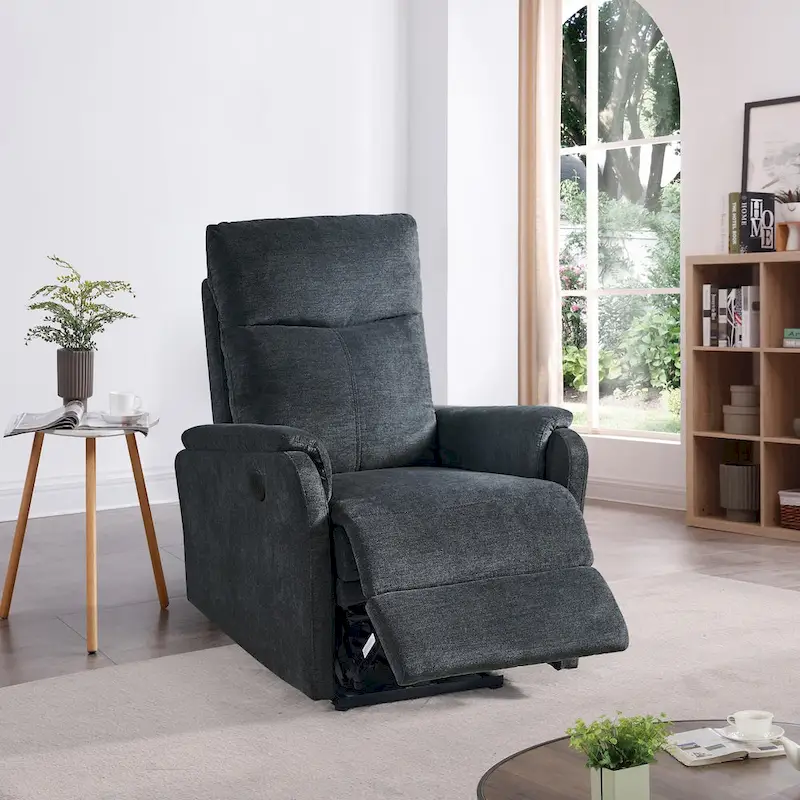 Kai Modern Blue Contemporary Power Recliner with Charger