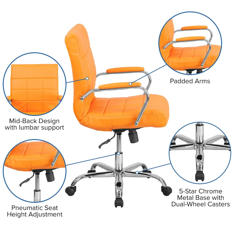 Mid-back Chrome/Vinyl Executive Swivel Office Chair