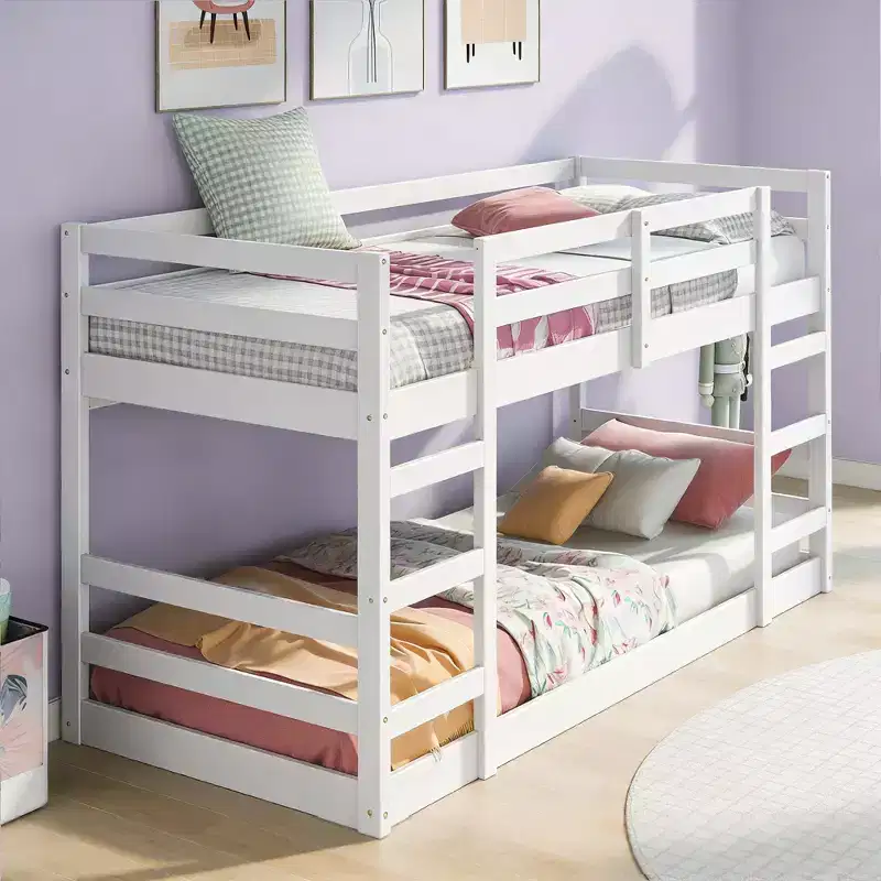 Luxystar Modern Bunk Bed with 2 Ladders for Kids' Room and Guest Room