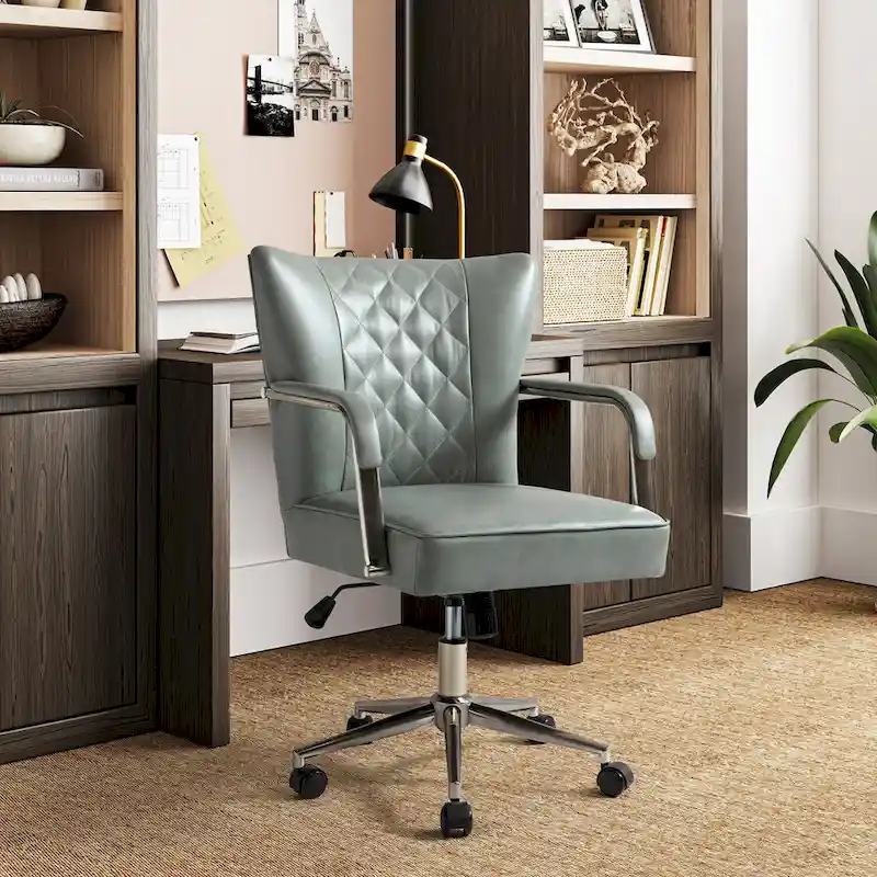 Felice Modern Swivel Height Adjustment Diamond-Tufted Office Chair by HULALA HOME