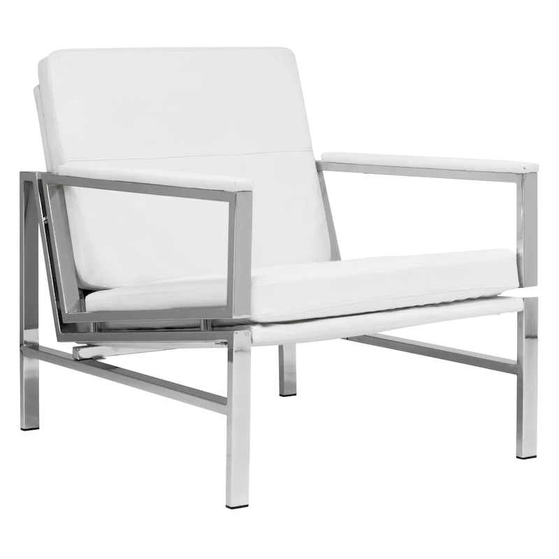 Metal and Bonded Leather Mid Century Accent Chair