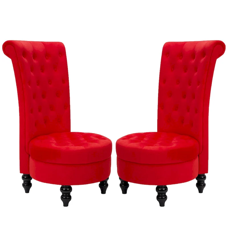 AVAWING Set of 2 Throne Royal Chair Thick Padding and Rubberwood Legs