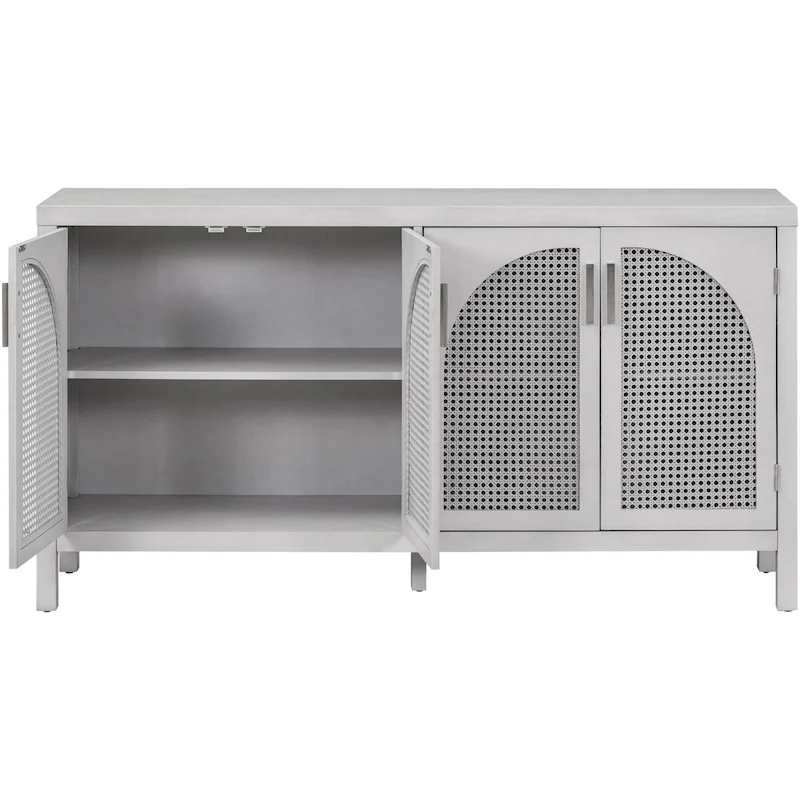 Sideboard with Artificial Rattan Door and Metal Handles - 47.2L x 11.8W x 31.5H