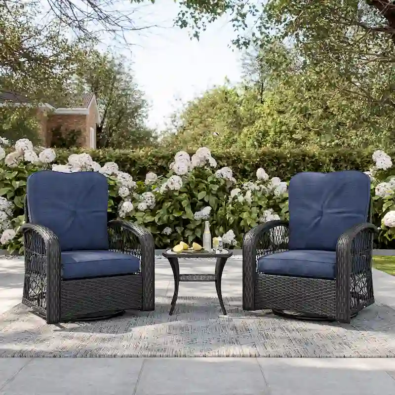 Maybelle Swivel Patio Chairs Set, 3pc