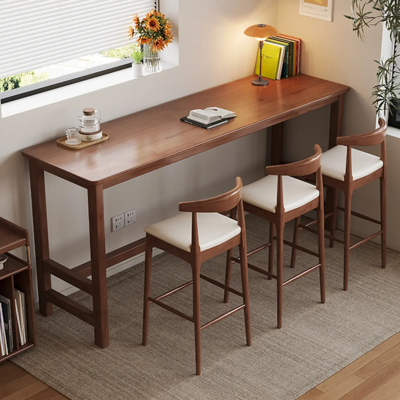 Modern Rubberwood Bar Tables with Trestle Base