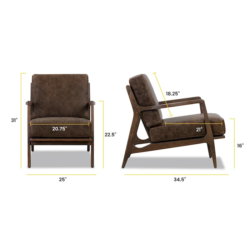 Poly & Bark Verity Leather Lounge Chair - Full Grain Genuine Italian Leather