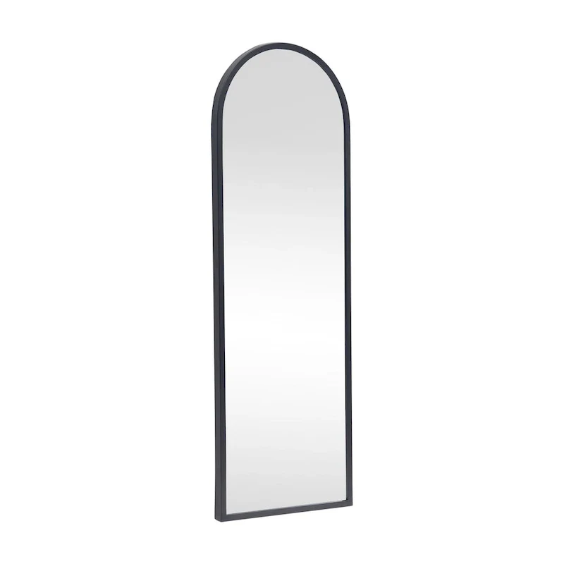 Arched Wall Mounted Mirror with Matte Black Metal Framed, 47.6 H