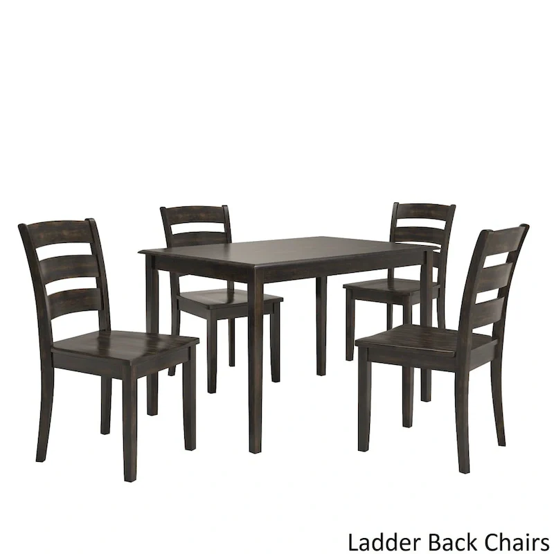 Wilmington II 48-Inch Rectangular Antique Black 5-Piece Dining Set by iNSPIRE Q Classic