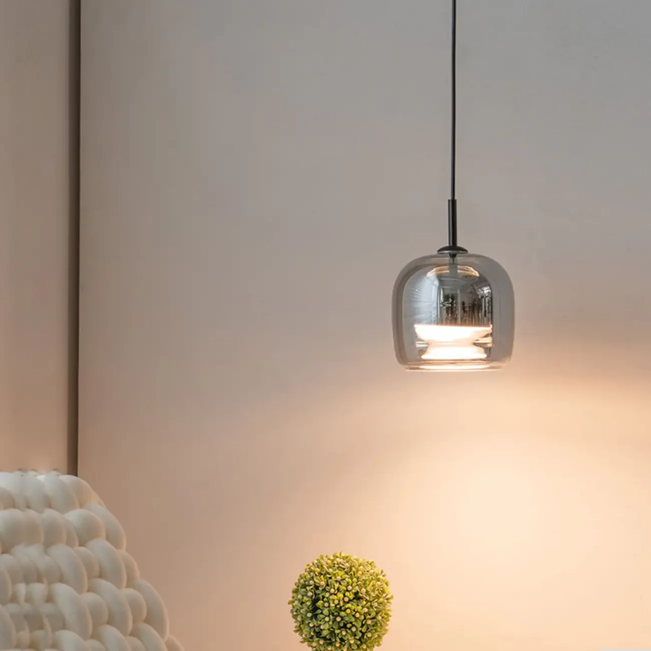 Modern 3 Light Black Glass Jar Pendant Light