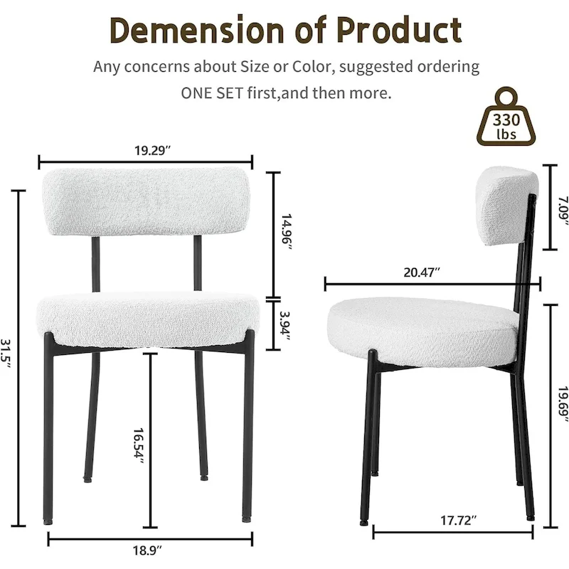 Mid-Century Modern Upholstered Boucle Dining Chairs (Set of 2/4/6)