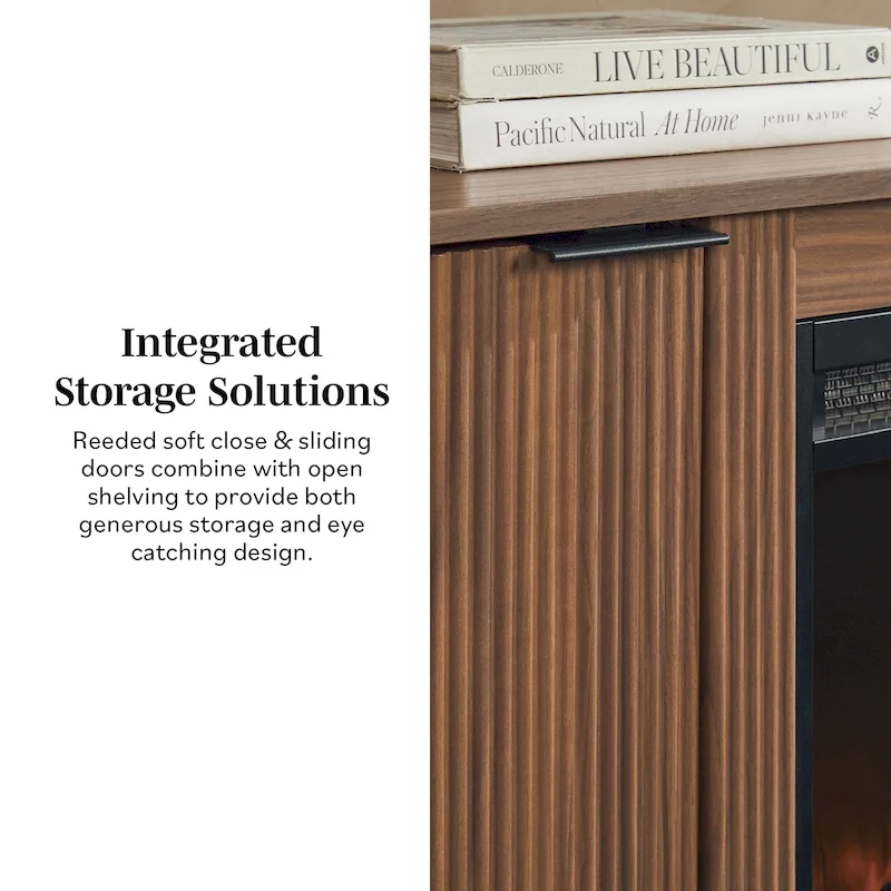 Middlebrook Designs Modern Reeded 70-inch Fireplace TV Stand