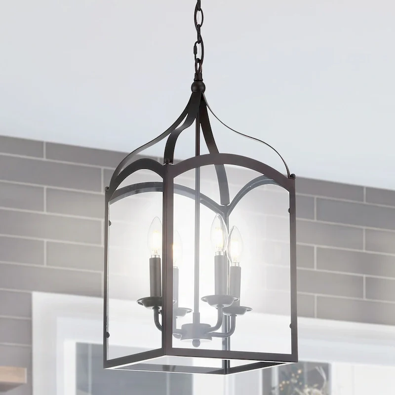 Ruth 11  4-light Lantern Metal/Glass LED Pendant by JONATHAN Y