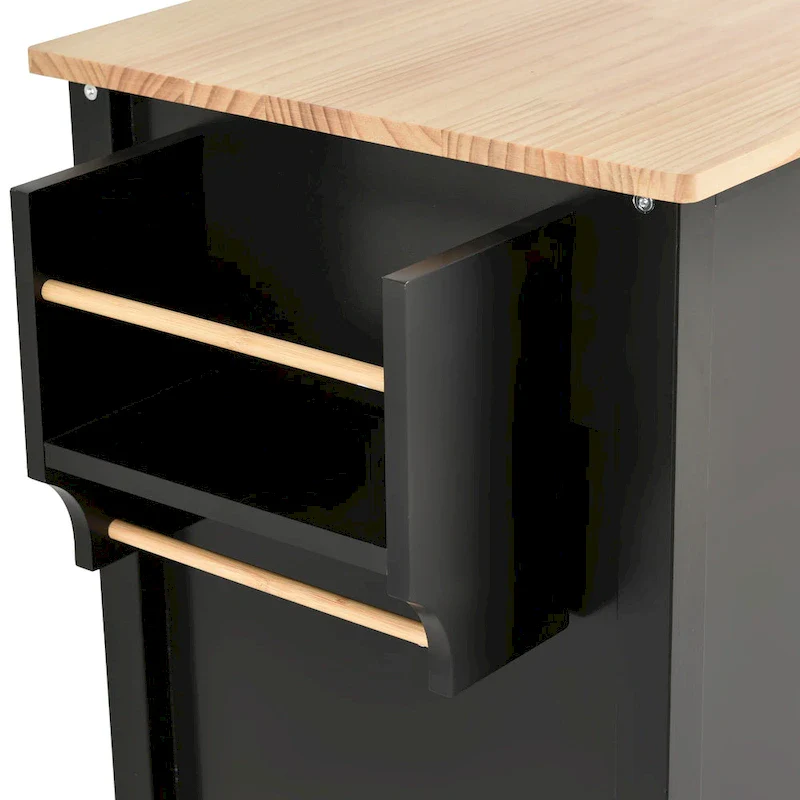 Kitchen Island Cart with Solid Wood Top