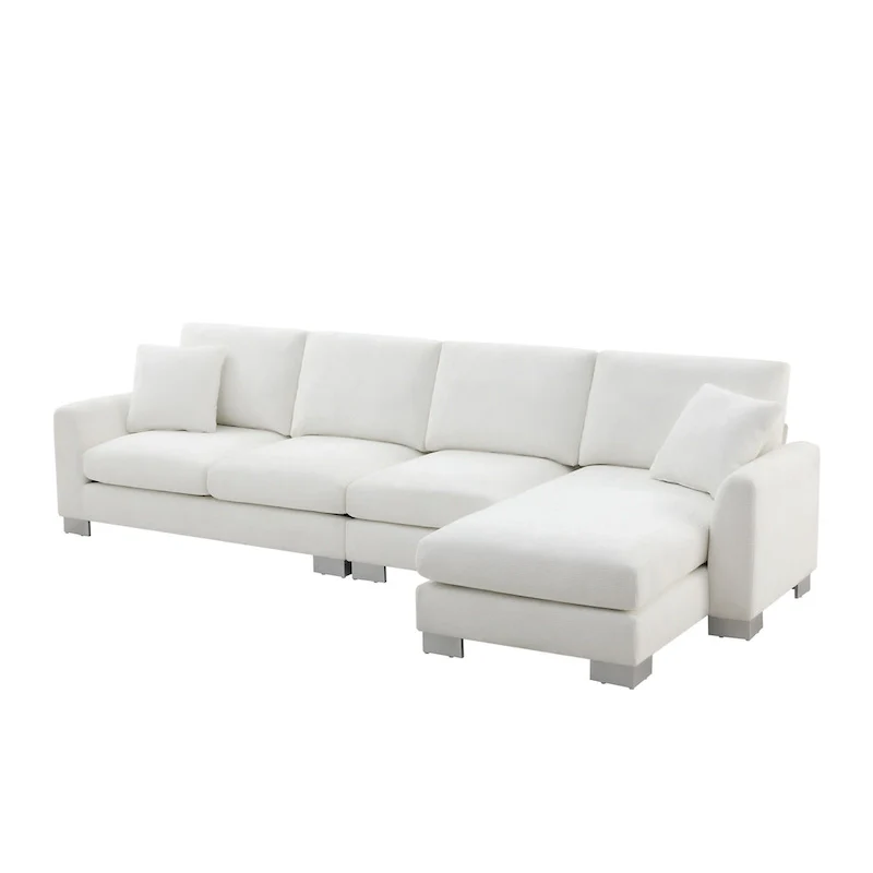 119 Chenille L-Shaped Sectional Sofa with Chaise Lounge and 2 Pillows