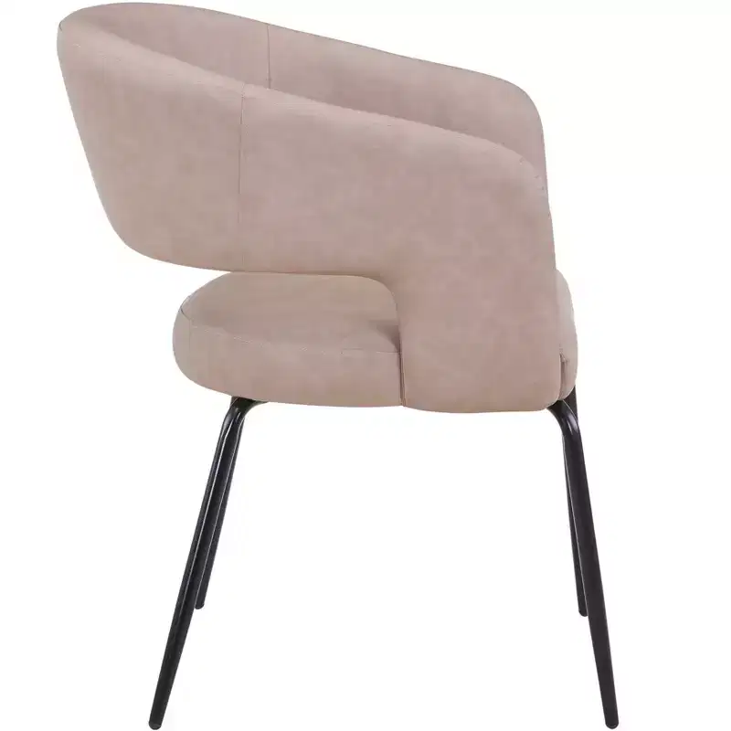 LeisureMod Dining Chair Upholstered in Velvet/Leather with Open Curved Backrest and Powder-Coated Iron Legs Gavin Collection Set of 2