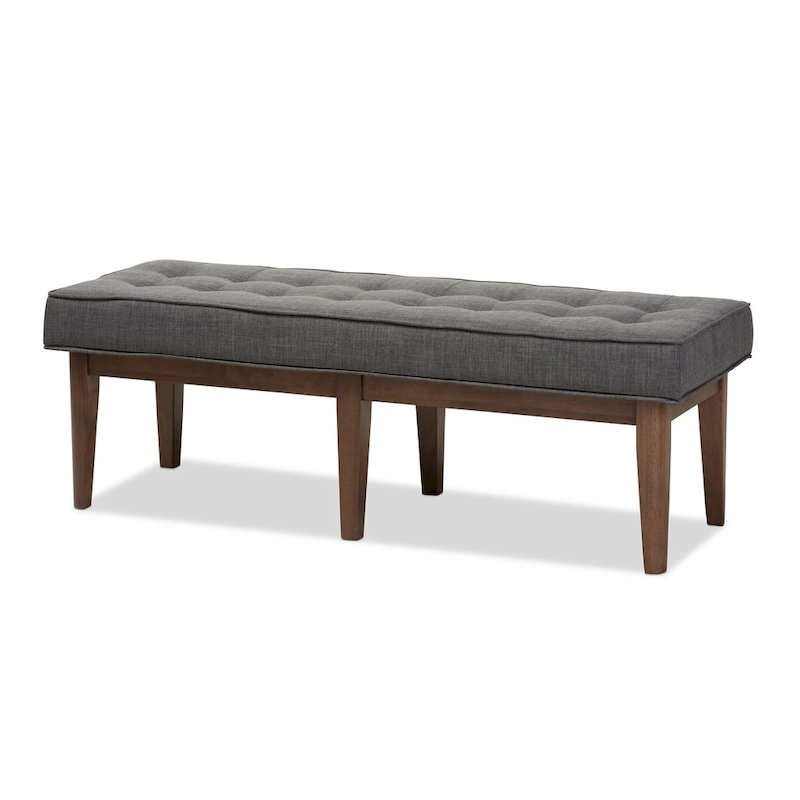 Mid-Century Fabric Button-Tufted Bench by Baxton Studio
