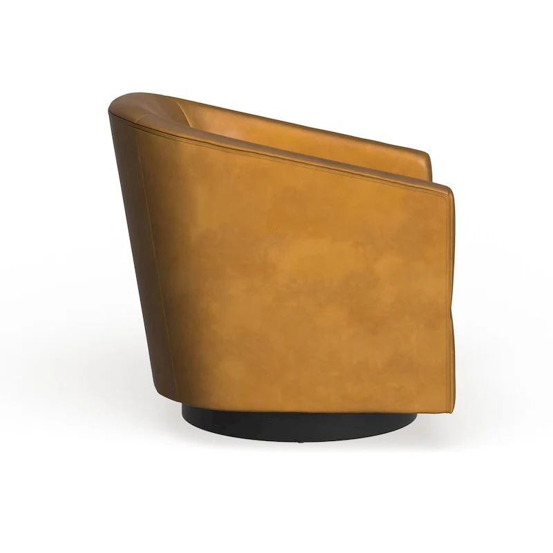 Leather Gel Swivel Chair with Wood Base - Single Seat