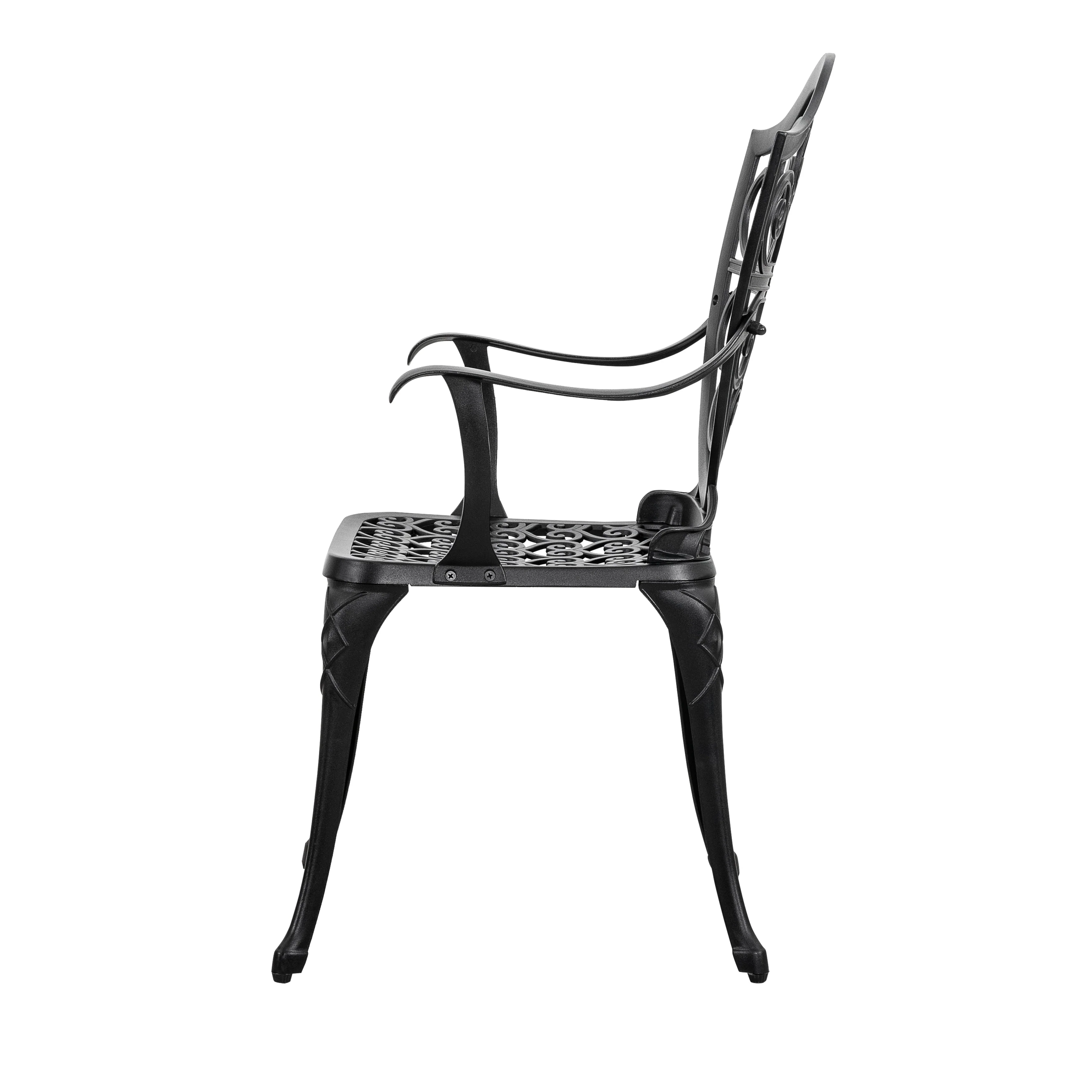 Cast Aluminum Bistro Table with Umbrella Hole and 2 Bistro Chairs - 24 inches round table