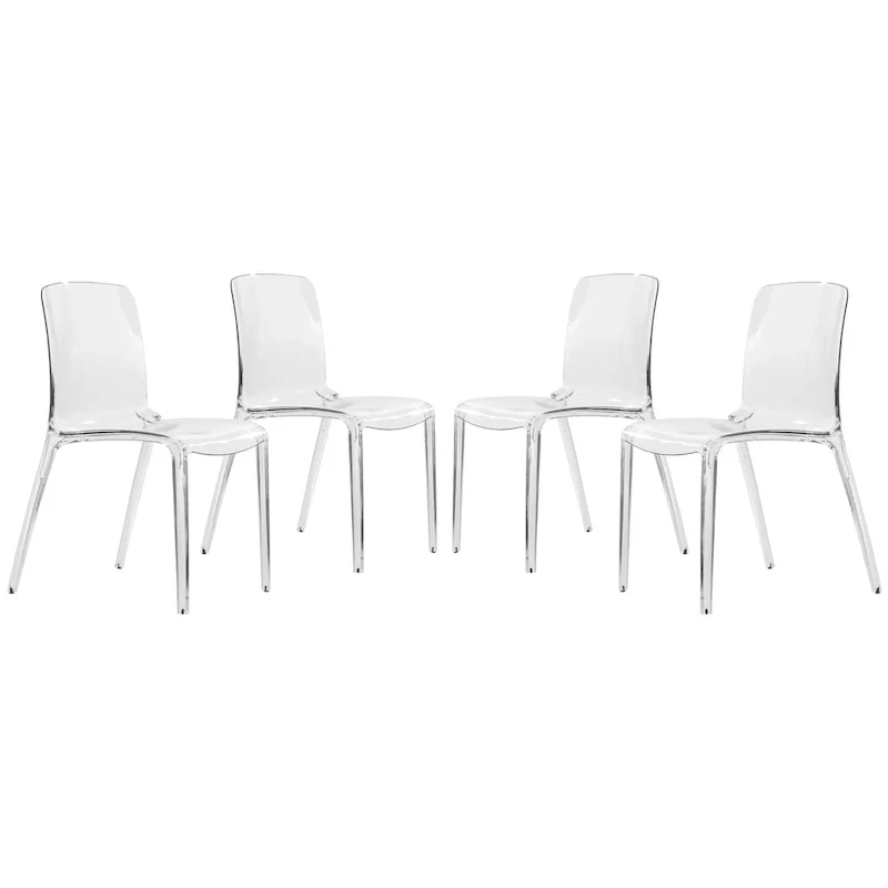 Transparent Stackable Dining Chair, Modern Style, Set of 4