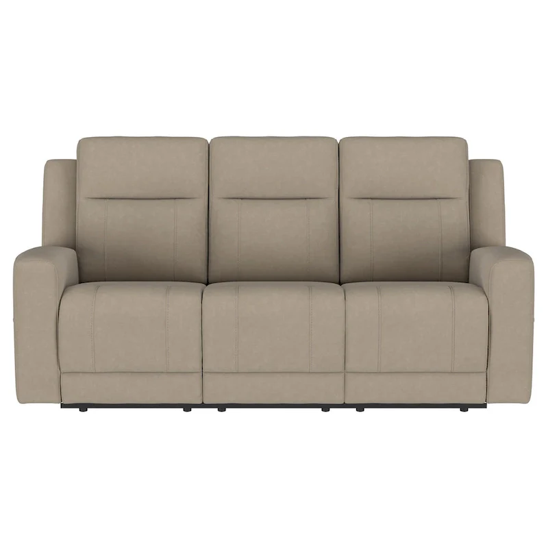 Krio Manual Recliner Sofa, 80 Inch Modern Taupe Brown Faux Leather