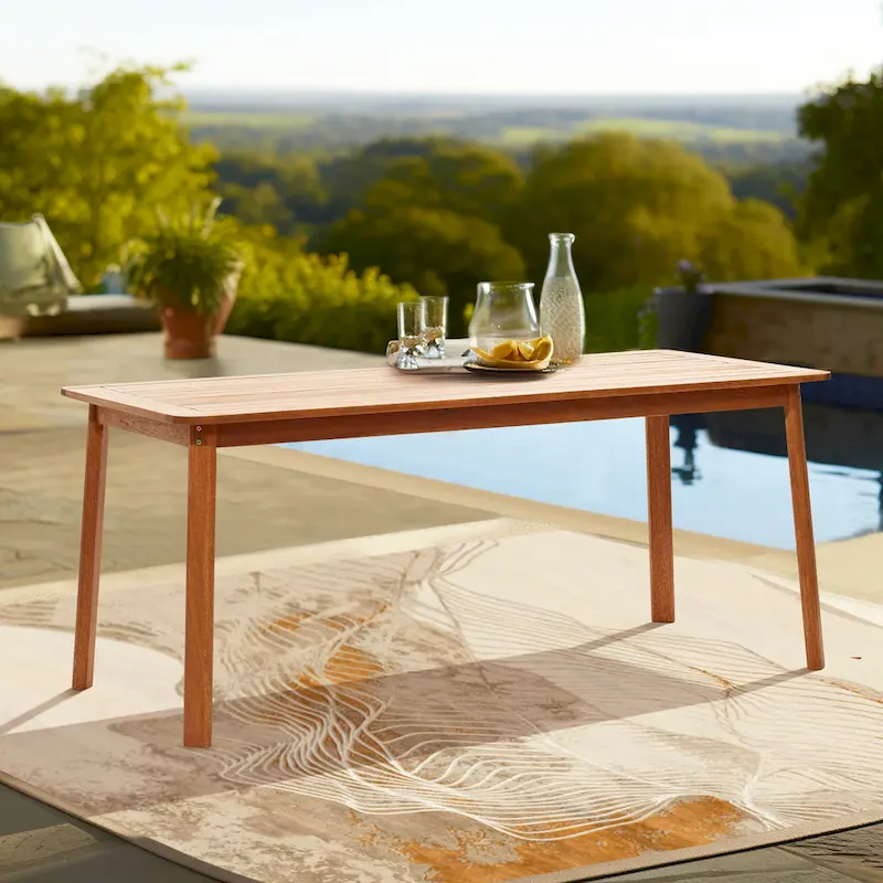 6-Person 70.5 Wide Outdoor Wooden Rectangular Dining Table