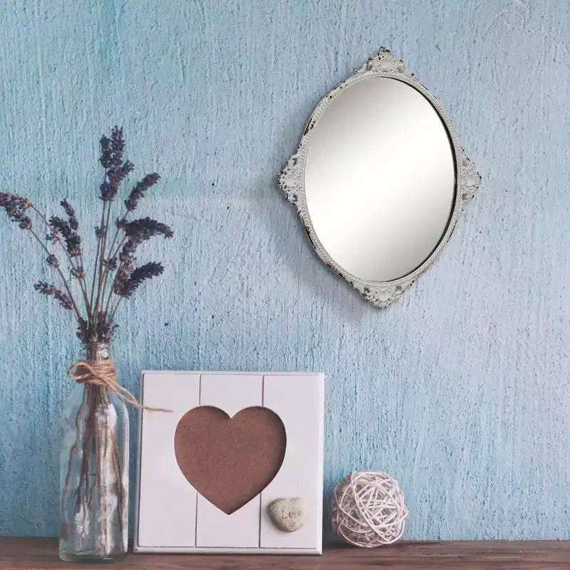 Oval Antique Metal Wall Mirror White - Stonebriar Collection