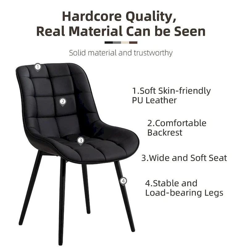 XINMICS Modern Upholstered Faux Leather Dining Chairs Set of 2