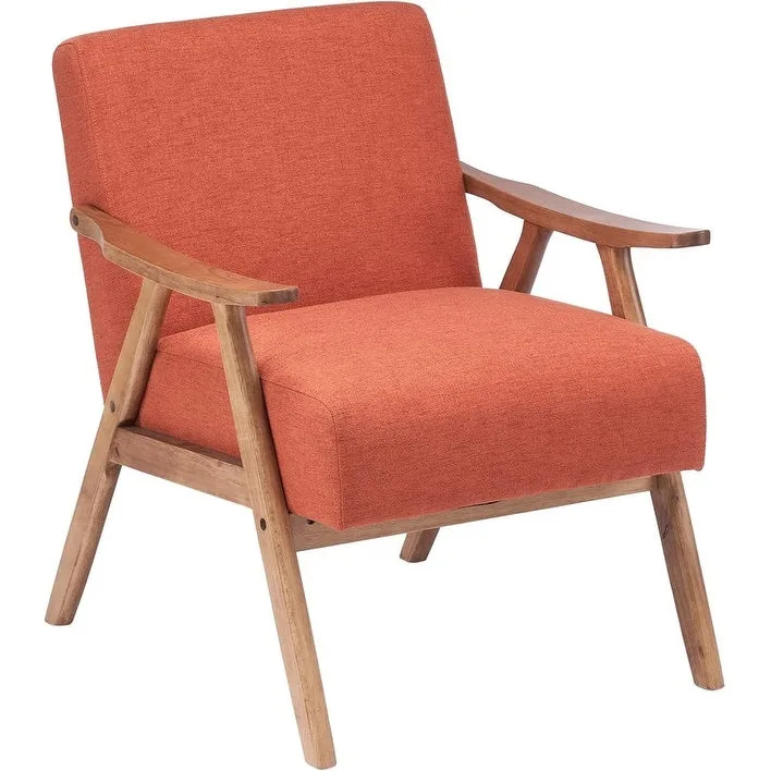 VINGLI Mid-Century Retro Modern Upholstered Lounge Chair Fabric Accent Chair Sturdy Wooden Frame Armchair