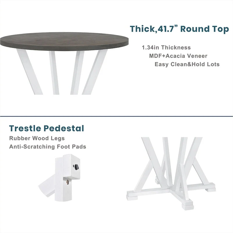 Rustic Farmhouse 5-Piece Counter Height Dining Table Set