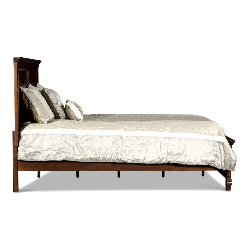 Cherry Panel Bed - Wooden Frame with Crown Molding