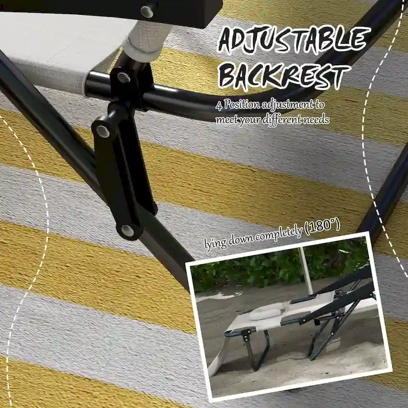 Tanning Chaise Lounge Chair, 4-Position Beach Chair With Face & Arm Holes, Pillow Headrest