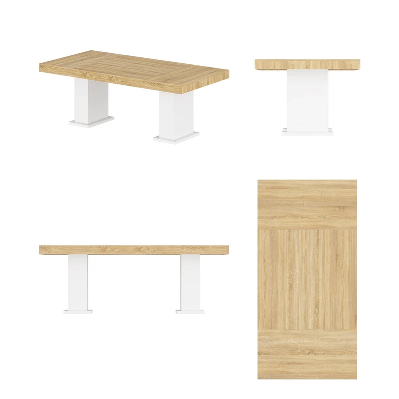 Wooden Conference Table with White Base Meeting Table Computer Desk