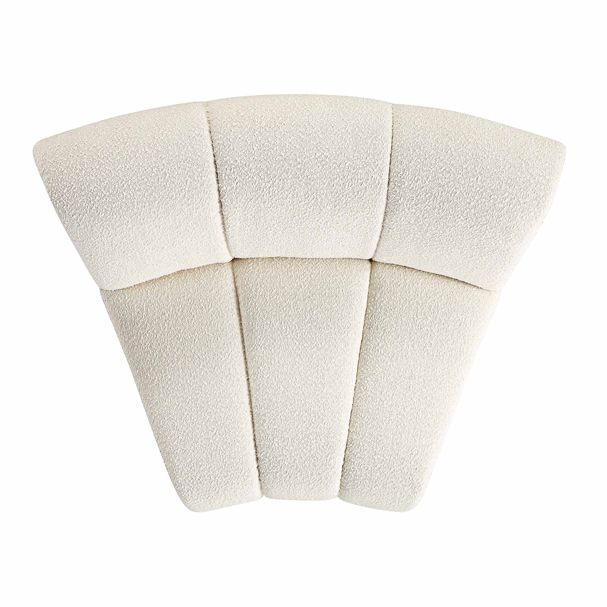 Ecru Boucle Sectional Sofa, 1-Seater Curved Sofa