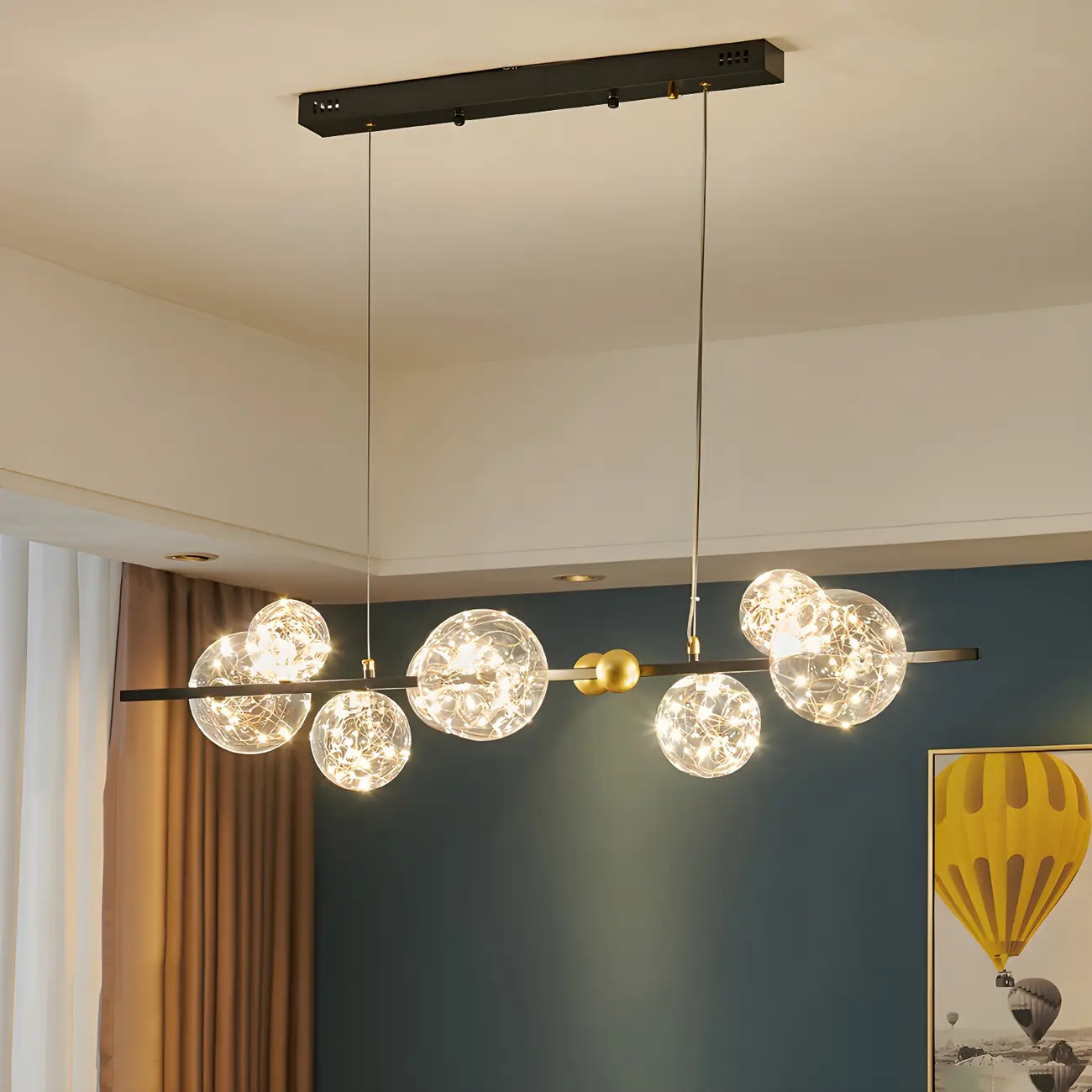 Dining Area Modern Glass 8-Light Globe Chandelier