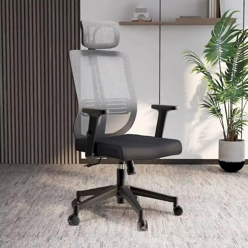 Adjustable Office Chair with Mesh Back and Headrest Nift Series by LeisureMod