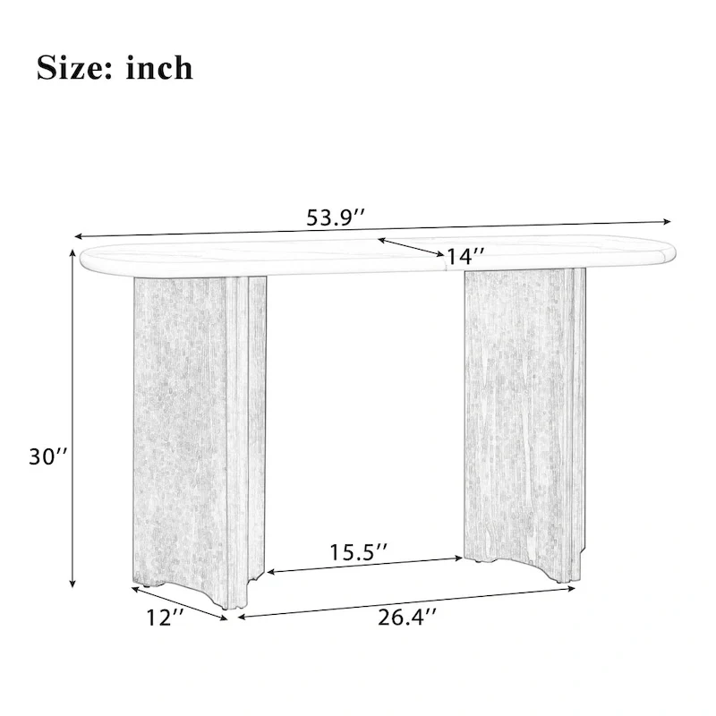 53.9  Console Table with Faux Marble Top & Wood Base