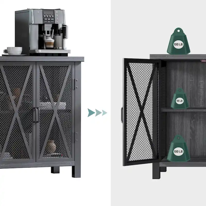 Grey/Brown Bar Cabinet with Wine Rack