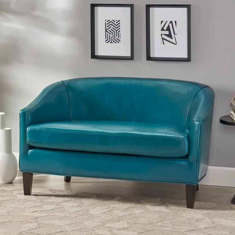 Faux Leather Loveseat 2-Seater - Red/Teal/Green