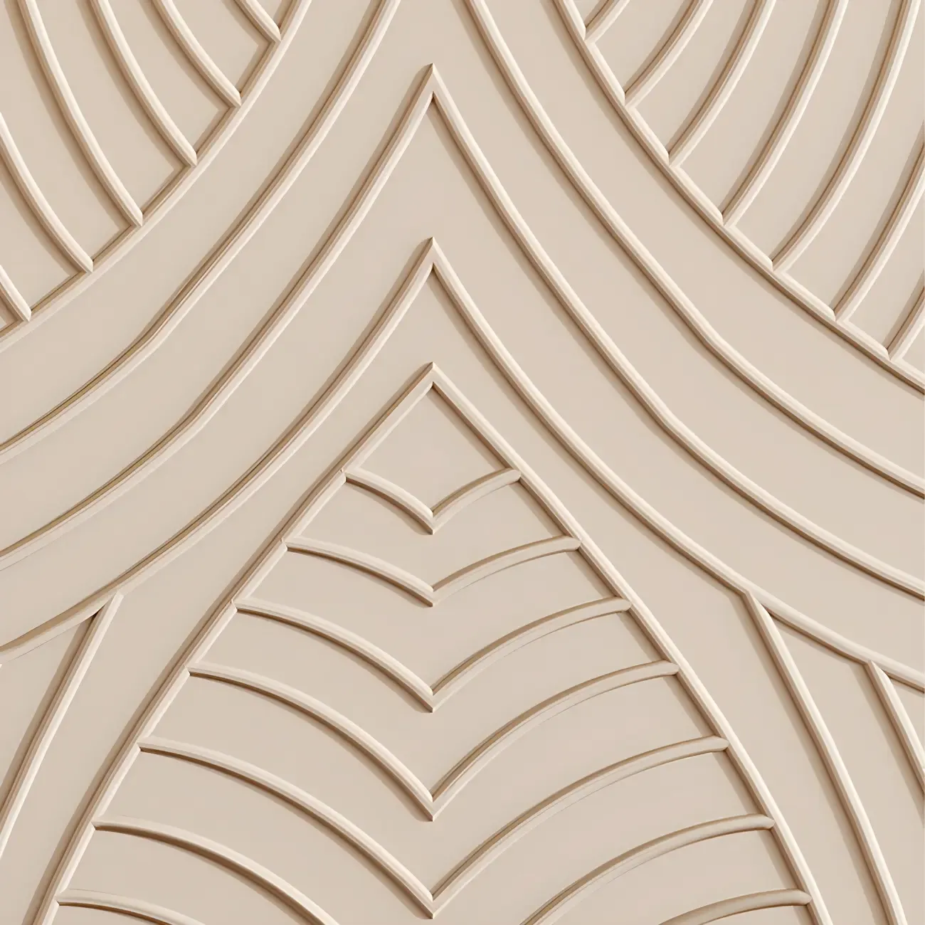 Glam White-Wood Protruding Lines Soft-Close Drawers Dresser