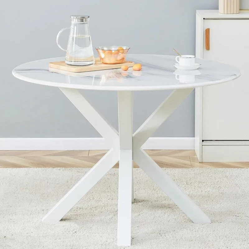 Grondin Mid-Century Modern Round Dininig Table with MDF Top and Pedestal Base, 42.1 End Table Leisure Table