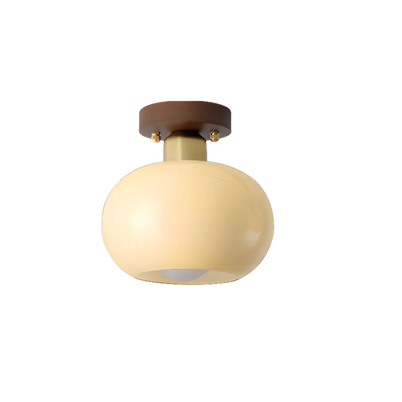 Modern Creamy 1-Light Glass Dome Semi Flush Ceiling Light