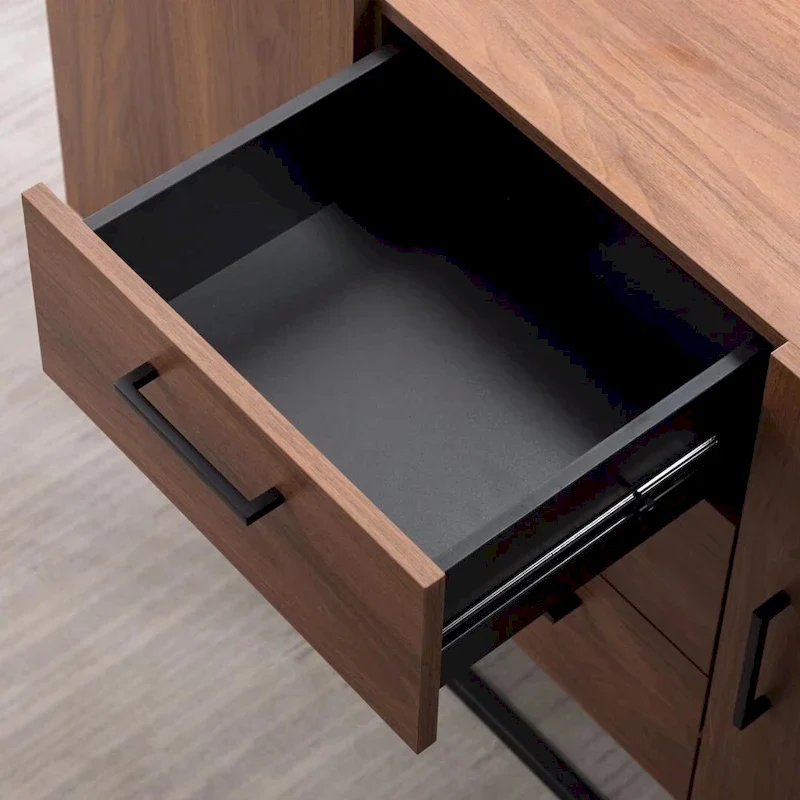 Faux Wood Sideboard with 3 Drawer Server Cabinet