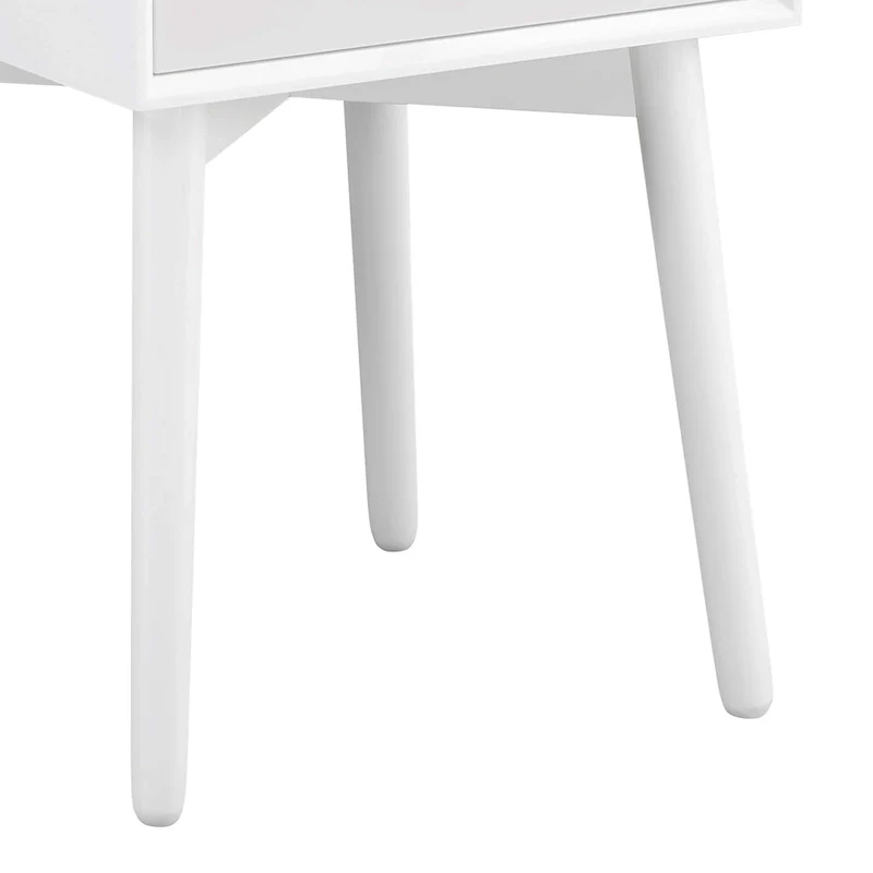 Mid-Century Modern Wood 2-Drawer Compact Nightstand Side Table
