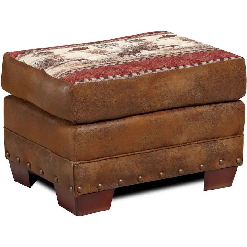 Brown Tapestry Deer Valley Lodge Ottoman
