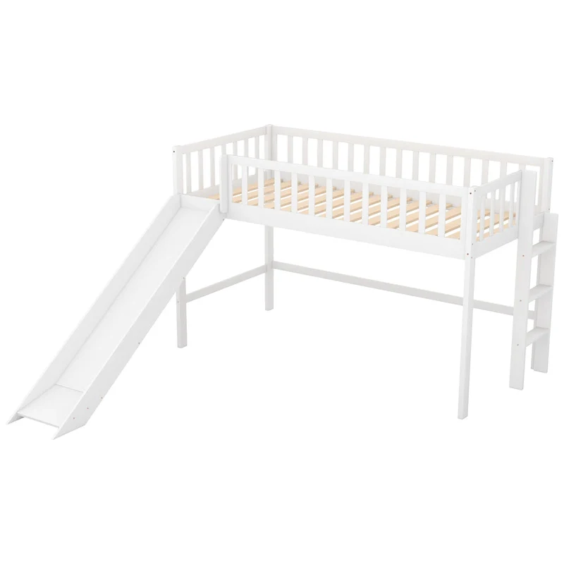 Pine Low Loft Bed with Slide