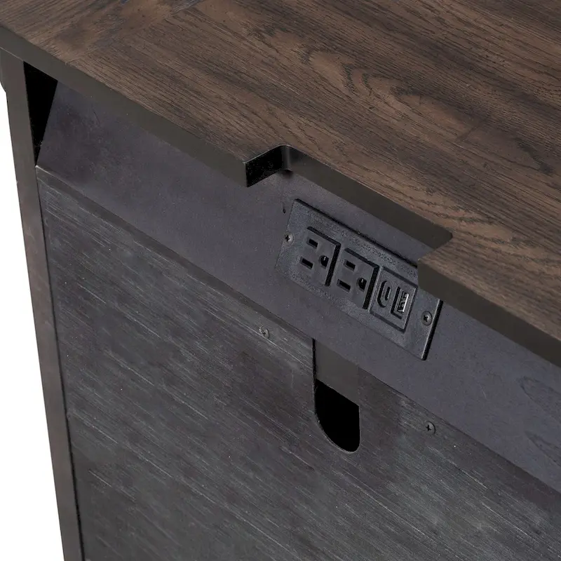 Saddle Brown Wood 3-Drawer Nightstand with Charging Station