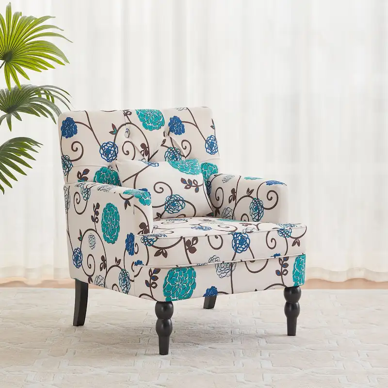 Upholstered Accent Chair with Lumbar Pillow - Single Seat