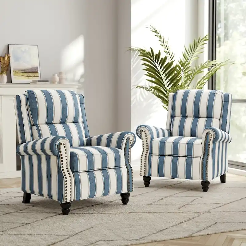 2 Set Modern Padded Seat Recliner Chair with PU Leather/Fabric