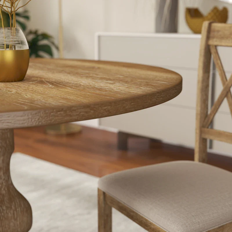 Roundhill Furniture Havre Pedestal Base Round Dining Table - N/A